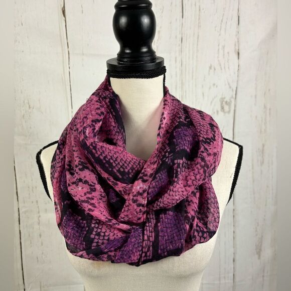 Purple Pink Snake Print Infinity Scarf Multifunctional - Picture 2 of 5